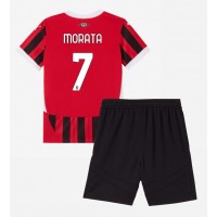 Koszulka piłkarska AC Milan Alvaro Morata #7 Strój Domowy dla dzieci 2024-25 tanio Krótki Rękaw (+ Krótkie spodenki)